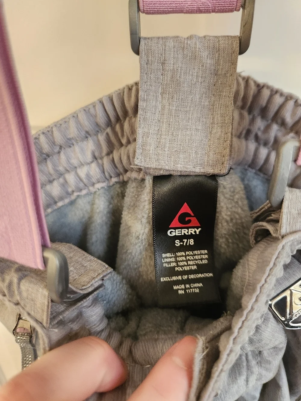 Gerry Girls Youth Small Size 7/8 Grey Purple‎ Snow Bibs #A1186